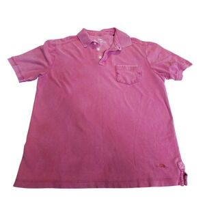 Tommy Bahama Mens Short Sleeve Pique Polo Shirt Pink Marlin Logo Size Medium